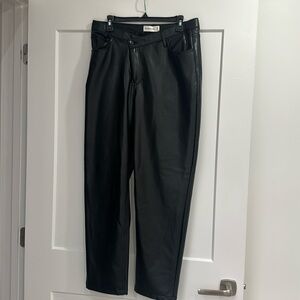 Abercrombie Fitch‎ Faux Leather High Rise Straight Leg Pants Black Size 31
